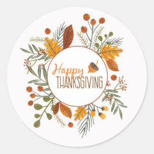 Sticker Rond Happy Thanksgiving