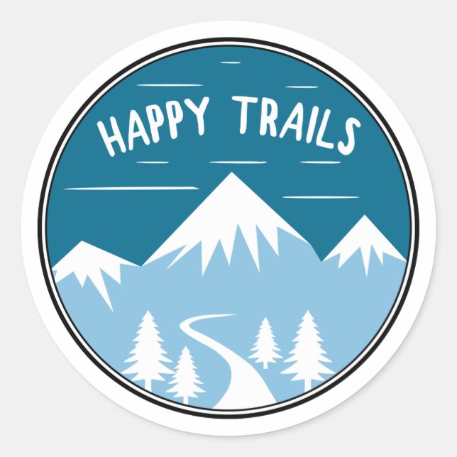 Sticker Rond Happy Trails Randonnée (Devant)