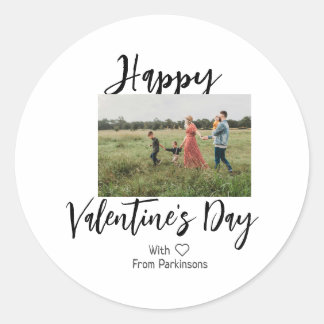 Sticker Rond Happy Valentine's day add family name photo simple