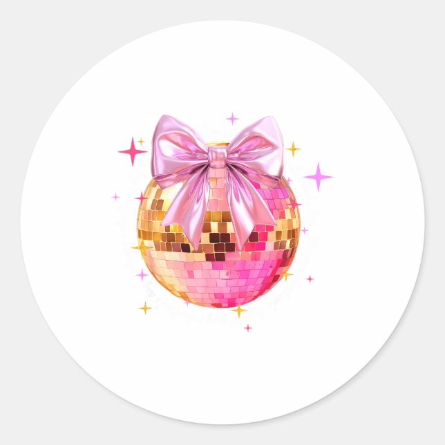 Sticker Rond Happy Valentine's Day Funny Coquette Disco Ball Gi (Devant)