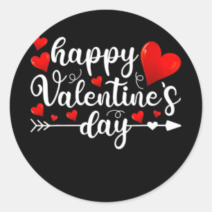 Sticker Rond Happy Valentines Day Heart Love Cute Valentine