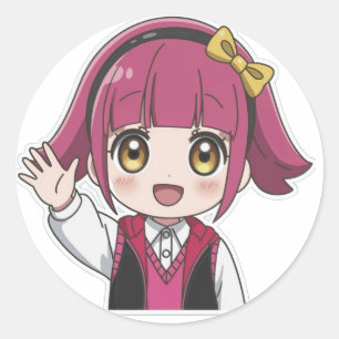Sticker Rond "Happy Wave Anime Sticker"