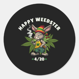 Sticker Rond Happy Weedster Stoned Bunny Joint Easter Day 