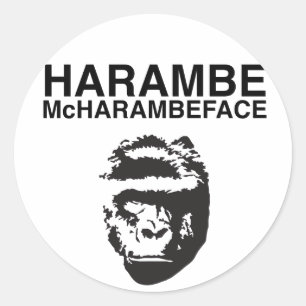 Sticker Rond Harambe McHarambeface
