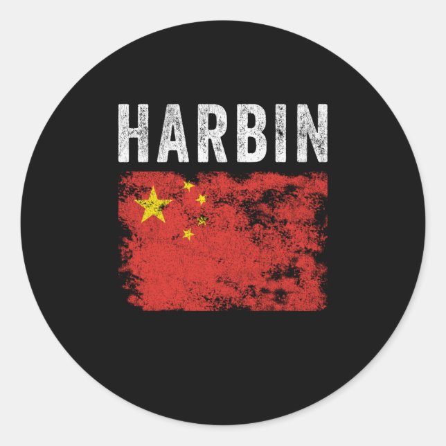 Sticker Rond Harbin Chine Drapeau Souvenir chinois (Devant)