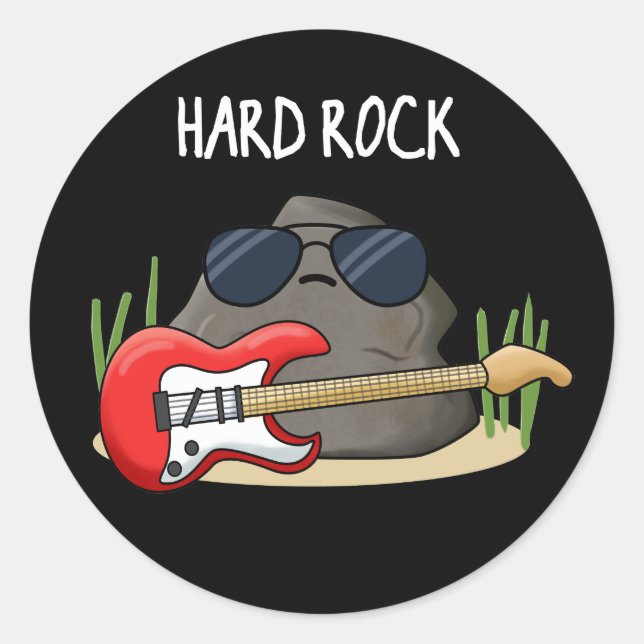 Sticker Rond Hard Rock Funny Geology Music Pun Dark BG (Devant)