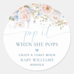 Sticker Rond Hargrove Blue Floral Baby shower Pop It