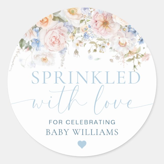 Sticker Rond Hargrove Bue Baby shower Parsemé D'Amour (Devant)