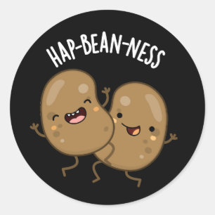 Sticker Rond Haricot-nausée amusant Bean Puns Dark BG