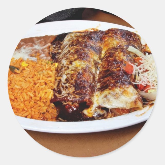Sticker Rond Haricots de riz Enchiladas (Devant)