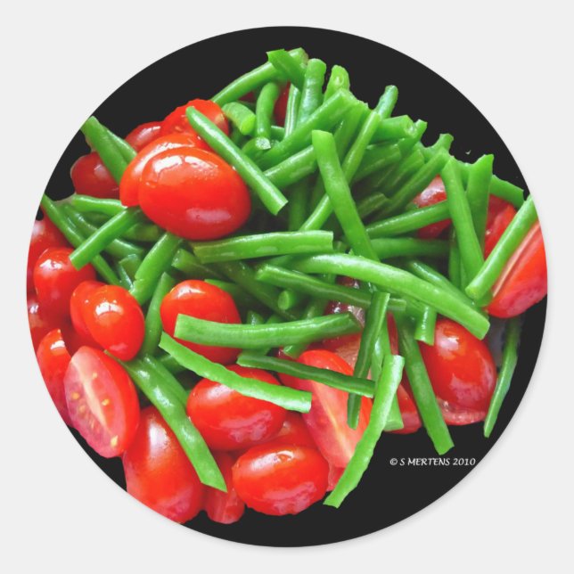 Sticker Rond Haricots verts et tomates (Devant)
