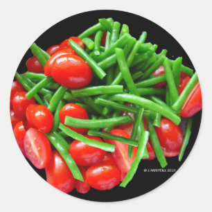 Sticker Rond Haricots verts et tomates