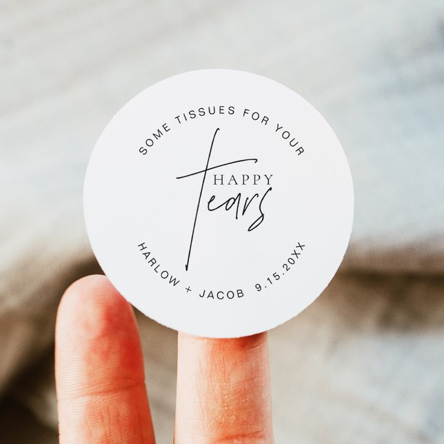 Sticker Rond HARLOW moderne minimal de bonnes larmes Tissus Mar (Créateur téléchargé)