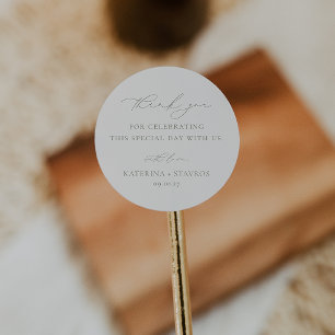 Sticker Rond HARMONIE Sage Vert minimaliste Merci Mariage