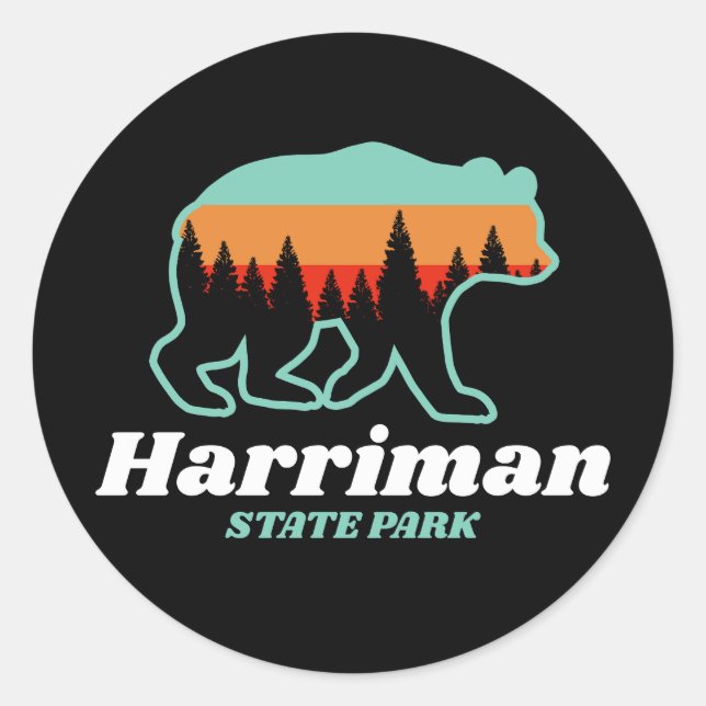 Sticker Rond Harriman State Park Idaho ID Bear Retro (Devant)