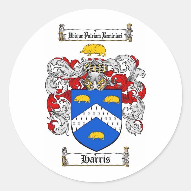 STICKER ROND HARRIS FAMILLE CREST - HARRIS COAT D'ARMES (Devant)