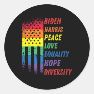 Sticker Rond Harris Rainbow American Flag Novelty Tee Inaugurat