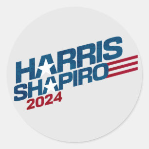 Sticker Rond Harris Shapiro 2024 Étoiles et rayures patriotique