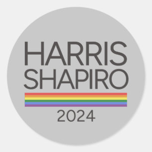 Sticker Rond Harris Shapiro 2024 Fierté LGBTQ Kamala Harris