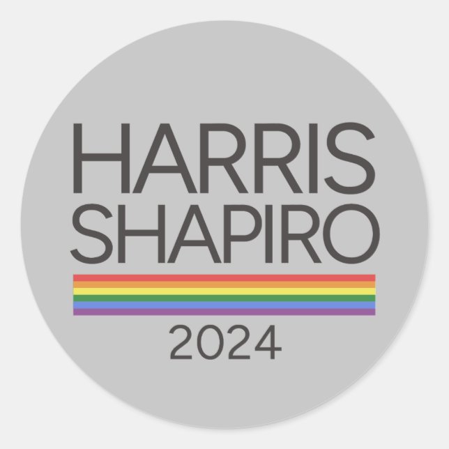 Sticker Rond Harris Shapiro 2024 Pride LGBTQ Kamala Harris (Devant)