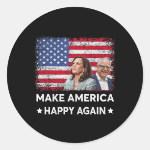 Sticker Rond Harris Tim Waltz WAlzheimer 2024 Make America Happ