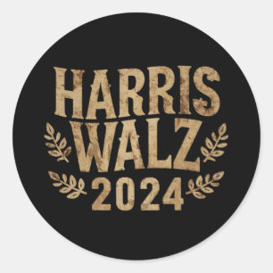 Sticker Rond Harris Tim Walz Crête Vintage Harris Valse 2024 