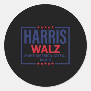 Sticker Rond Harris Tim Walz Valse Rendre l'Amérique Joyeuse 20