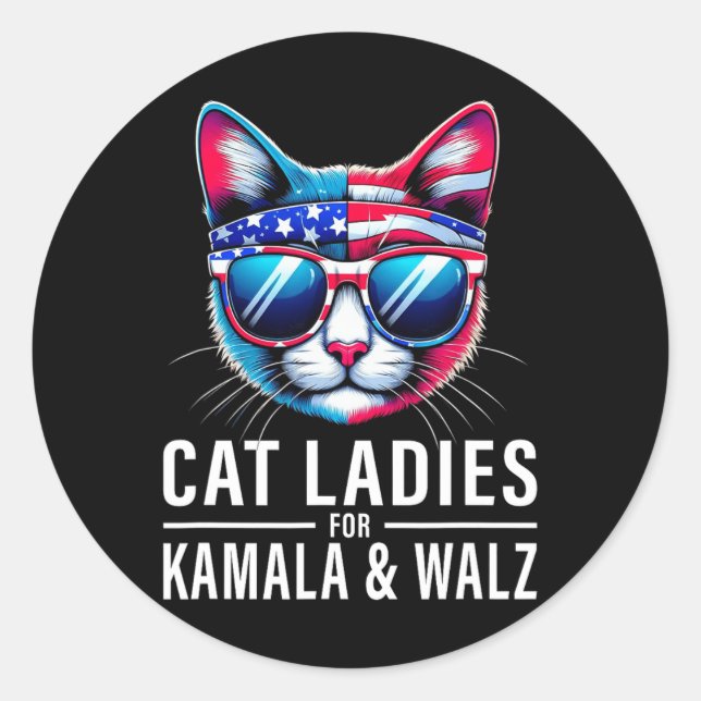 Sticker Rond Harris Waltz Chat Lady Harris Waltz 2024 Kamala Ha (Devant)