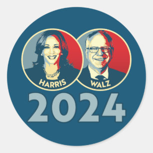 Sticker Rond Harris Walz 2024