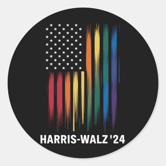 Sticker Rond Harris Walz 2024 Election Kamala Tim Waltz LGBT (Devant)
