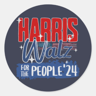 Sticker Rond Harris Walz 2024 pour le démocrate électoral popul