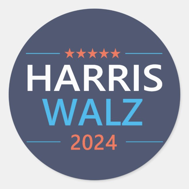 Sticker Rond Harris Walz 2024 pour le président (Devant)