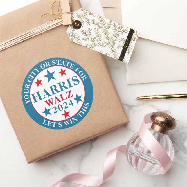 Sticker Rond Harris Walz 2024 Remporte Cette Élection Personnal (Cadeaux)