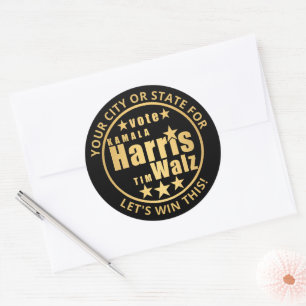 Sticker Rond Harris Walz Gold Personnalisé Élections politiques