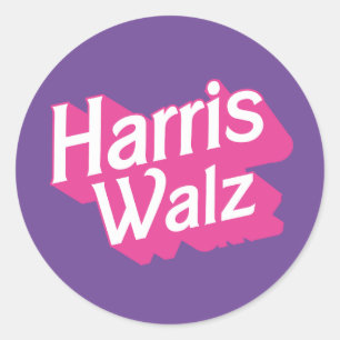 Sticker Rond Harris Walz Pink