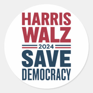 Sticker Rond Harris Walz Sauver la démocratie