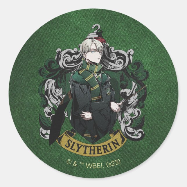 Sticker Rond HARRY POTTER™ | Anime Draco Malfoy House Crest (Devant)