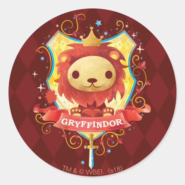 Sticker Rond Harry Potter | Charmant blason GRYFFINDOR™ (Devant)
