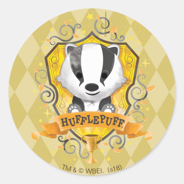 Sticker Rond Harry Potter | Charme HUFFLEPUFF™ Crest (Devant)