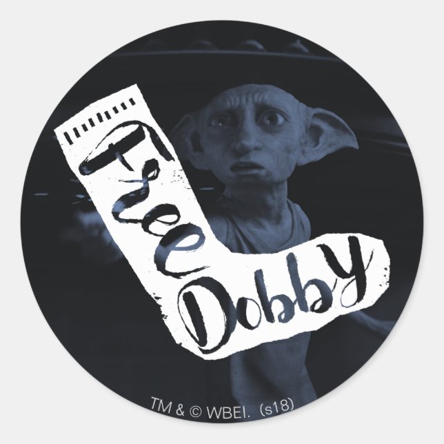 Sticker Rond Harry Potter | Chaussette Typography "Libérez Dobb (Devant)