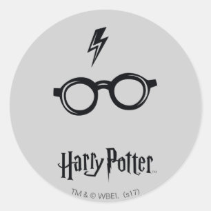 Sticker Rond Harry Potter   Cicatrice de foudre et Lunettes