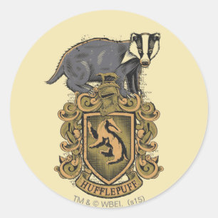 Sticker Rond Harry Potter   Cimier de Hufflepuff avec Badger