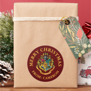 Sticker Rond Harry Potter   CIMIER DE POUDLARD   Joyeux Noël