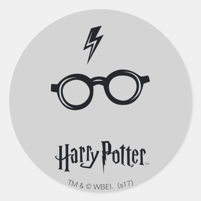 Sticker Rond Harry Potter | Éclair de voiture et lunettes (Devant)