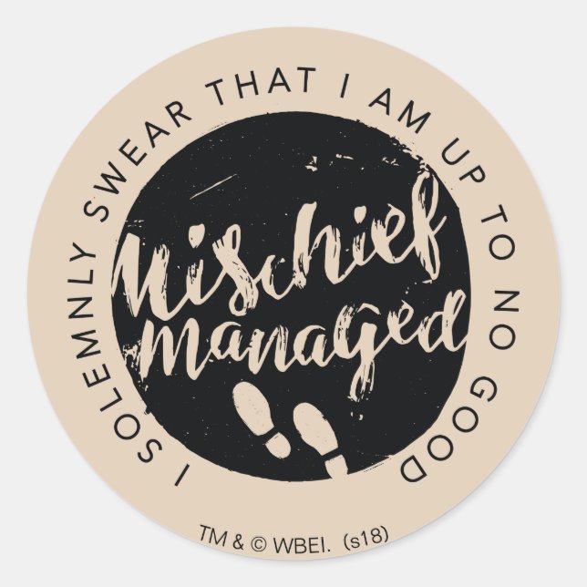 Sticker Rond Harry Potter | Marauder's Map Charms Typographie (Devant)