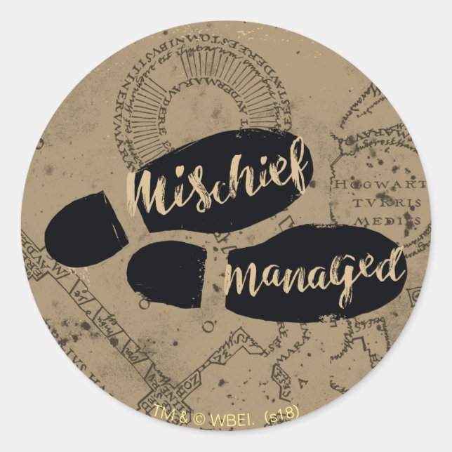 Sticker Rond Harry Potter | MISCHIEF MANAGED™ Mappage Empreinte (Devant)