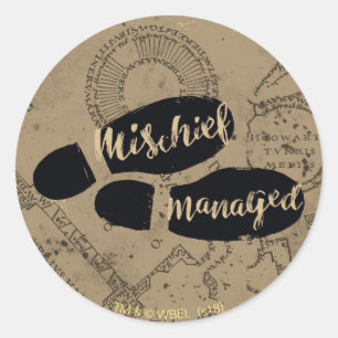 Sticker Rond Harry Potter   MISCHIEF MANAGED™ Mappage Empreinte