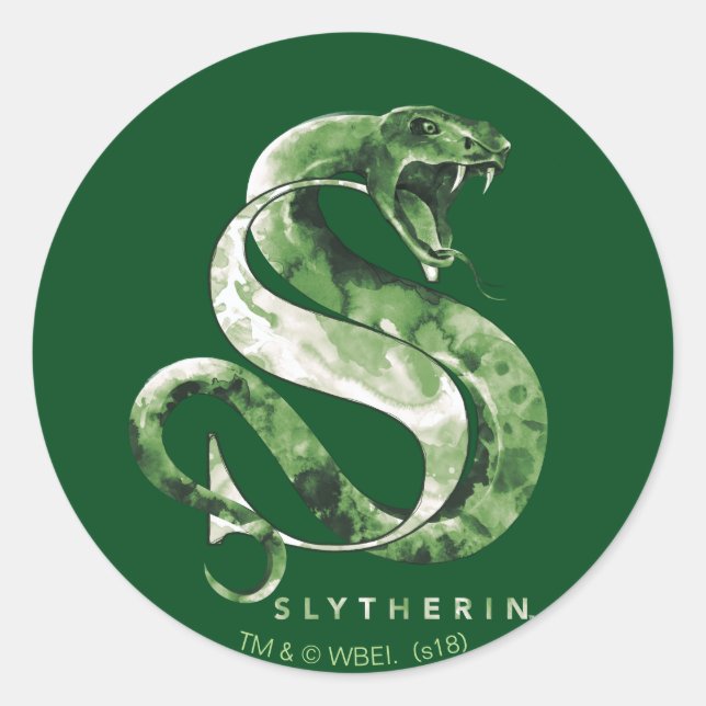 Sticker Rond Harry Potter | SLYTHERIN™ Serpent Aquarelle (Devant)