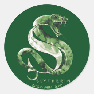 Sticker Rond Harry Potter   SLYTHERIN™ Serpent Aquarelle