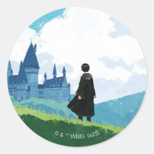 Sticker Rond HARRY POTTER™ Surplombant le château HOGWARTS™